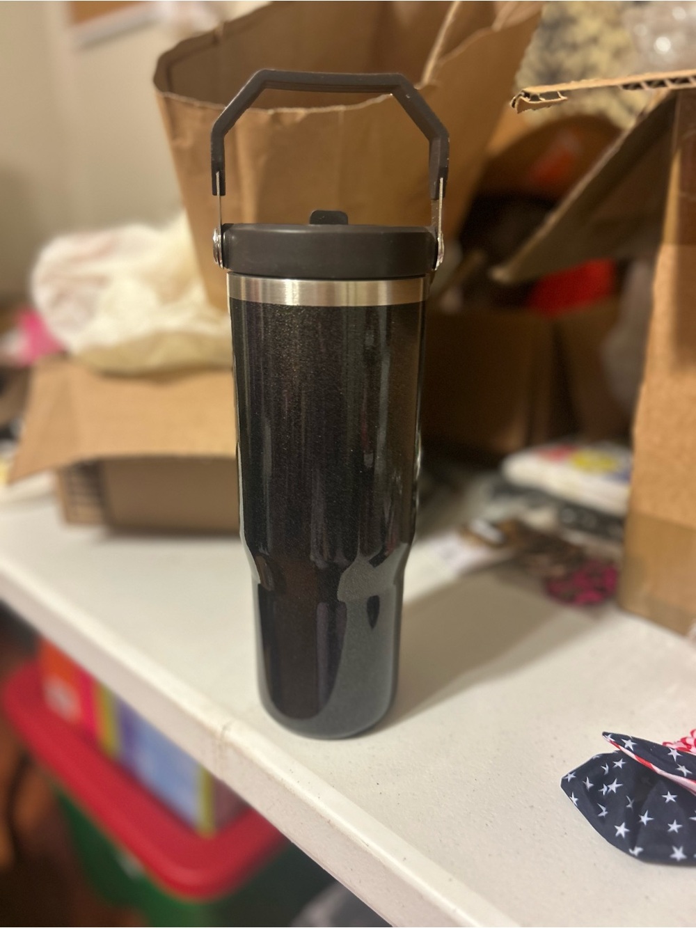 Black Travel Tumbler with Handle - Unbranded